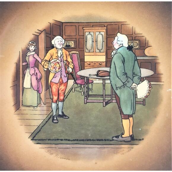 Carlsbad Porcelain 8-1/2" Cartoon Illustration Plate The Rivals by Victor Venner - Picture 1 of 5